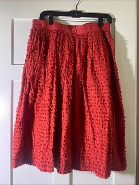 J. Crew Orange Textured A-Line Midi Skirt
